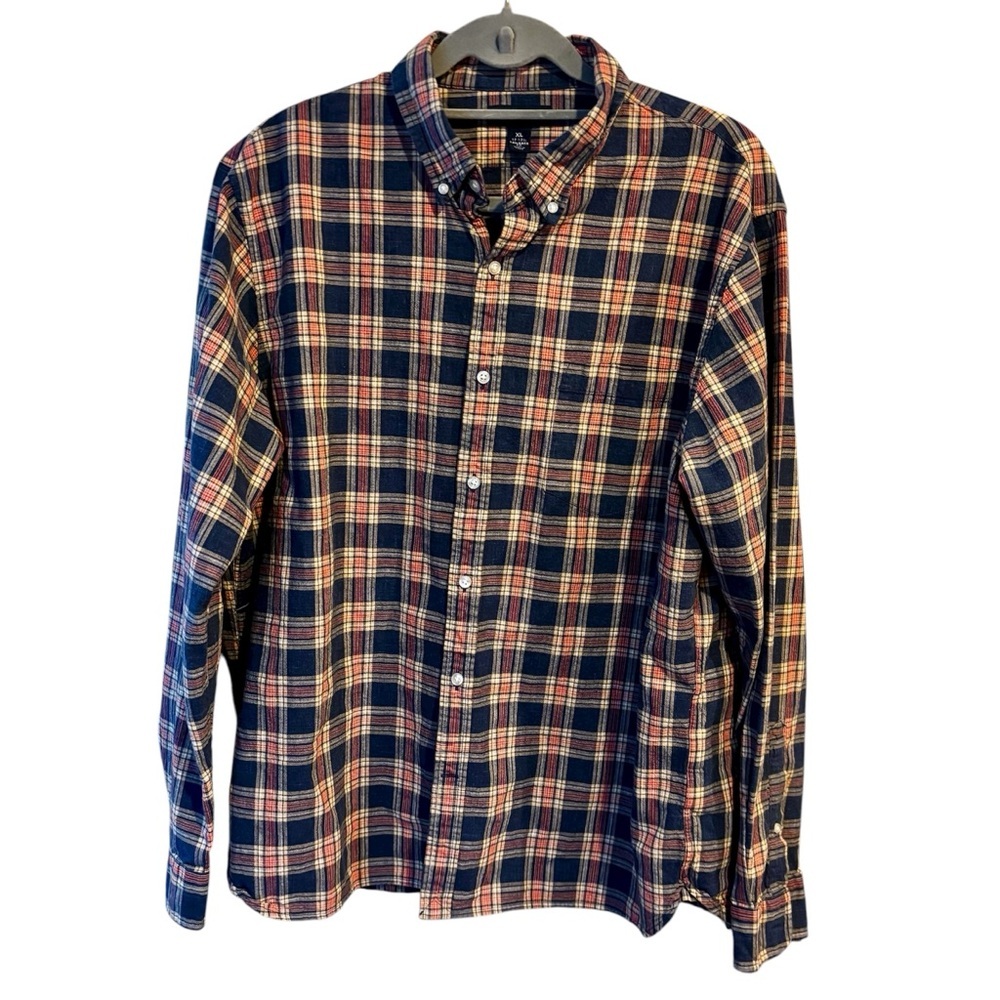 Lands’ End Tailored Fit Button-Down Shirt Plaid Men’s XL 17-17 1/2 Classic